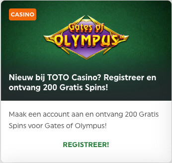 TOTO Bonus voor Casino - 200 Gratis Spins voor Gates of Olympus gokkast