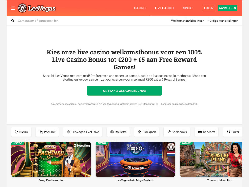 LeoVegas Live Casino in Nederland