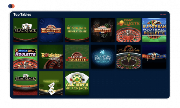 top tables casino games