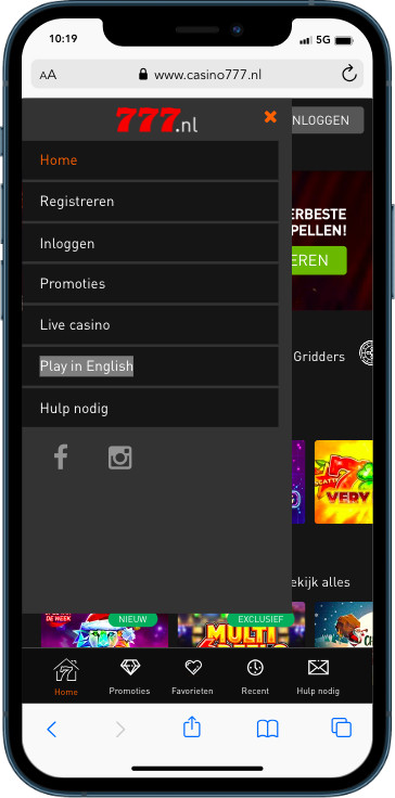mobiele Casino777 app navigate