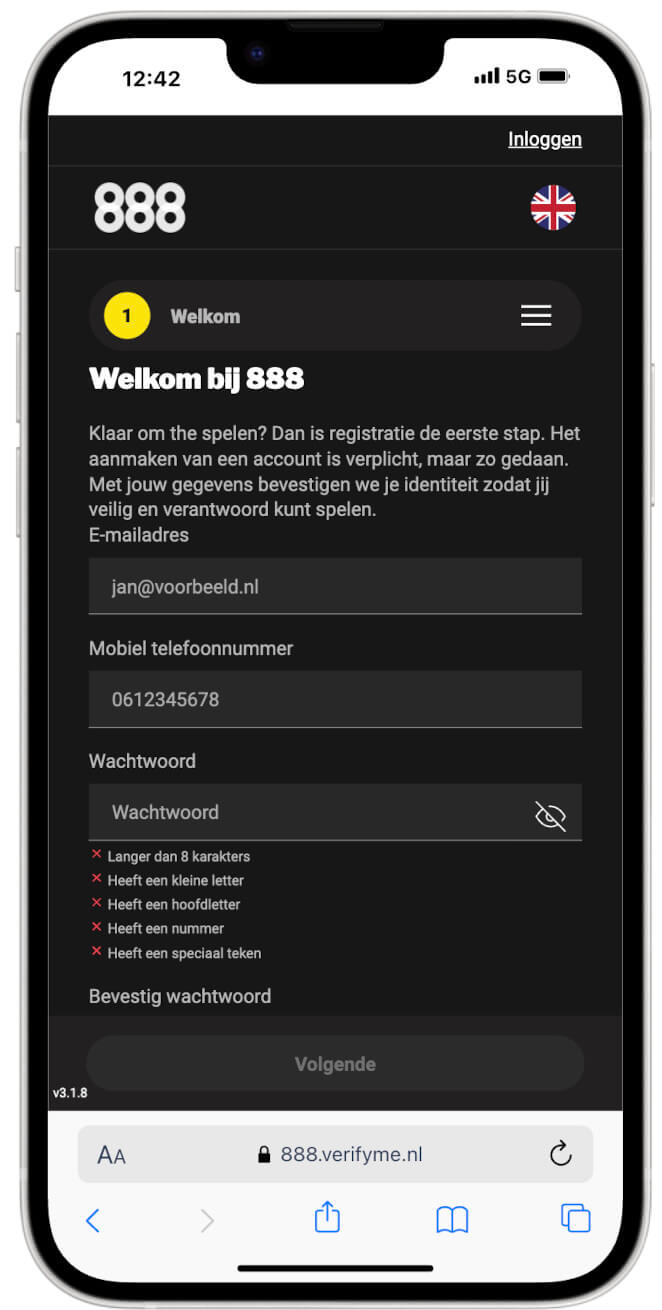 888.nl registratie